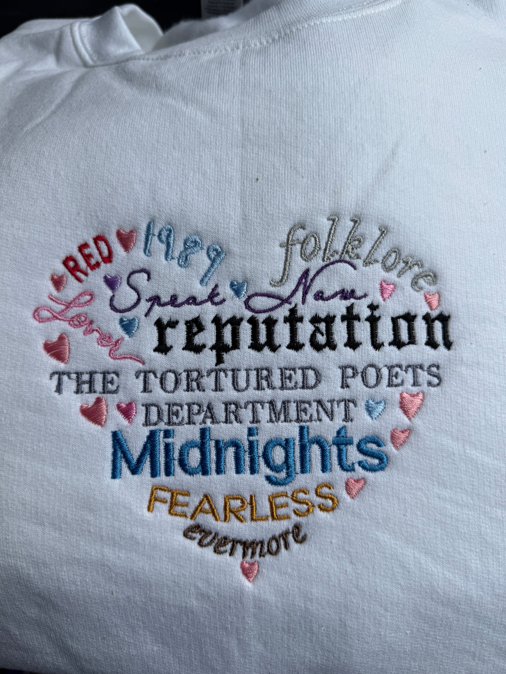 Taylor Swift Albums, EMBROIDERED , Crewneck Sweatshirt
