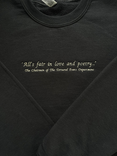 All's Fair in Love and Poetry, The Tortured Poets Department, EMBROIDERED , Crewneck Sweatshirt