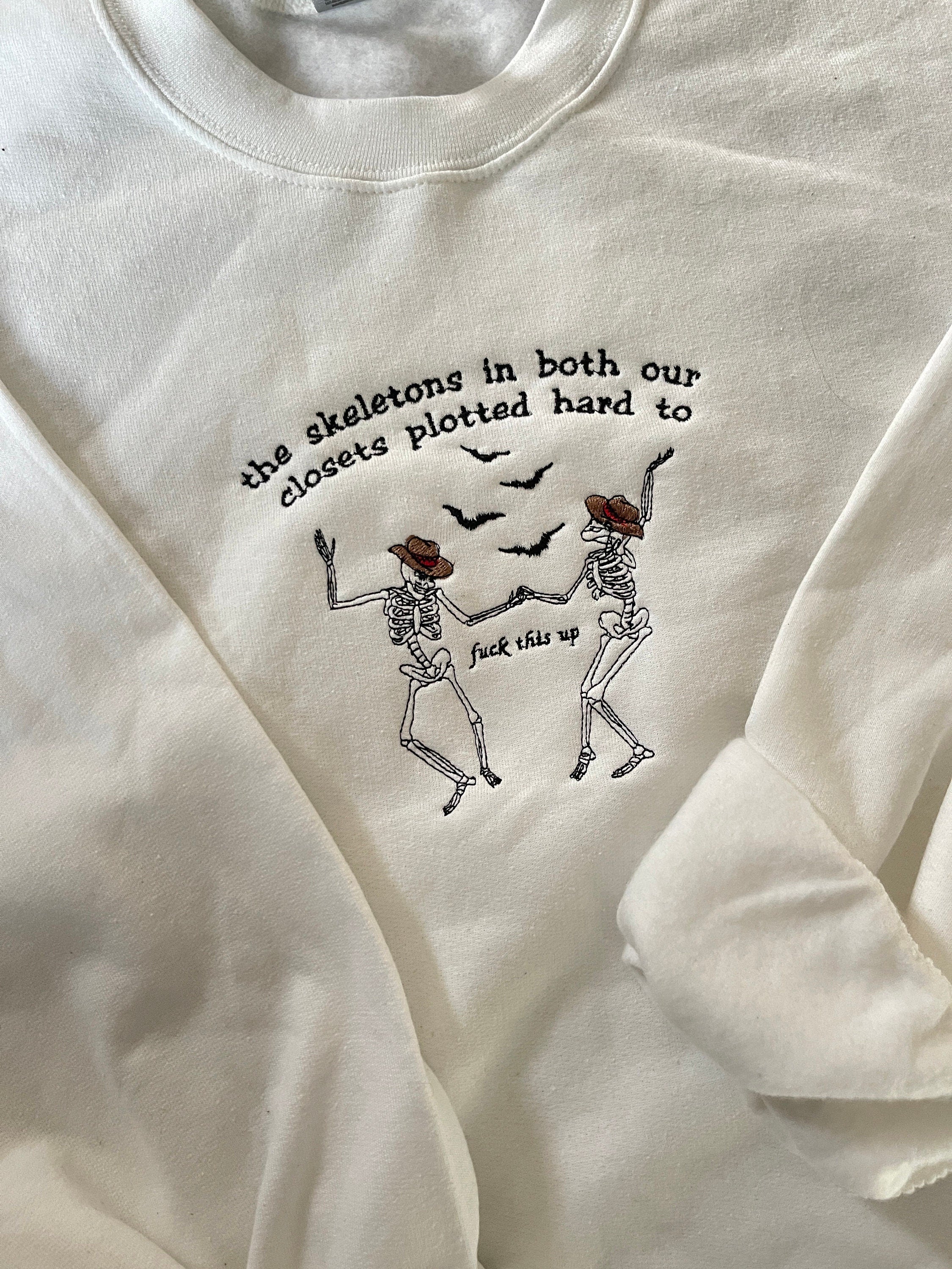 cowboy like me, skeletons in both our closets, halloween, swiftie crewneck