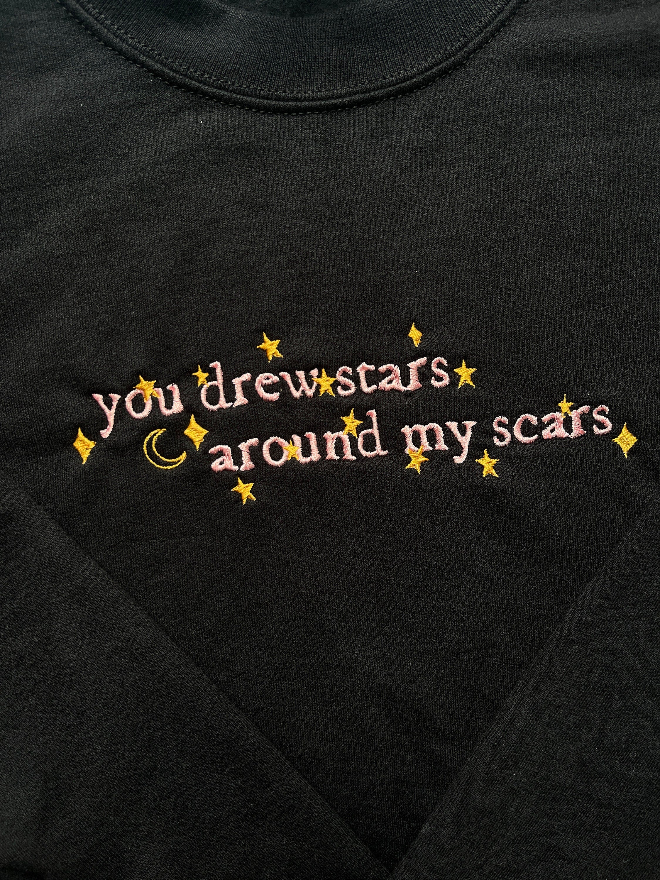 cardigan, you drew stars around my scars, the eras tour, EMBROIDERED Crewneck Sweatshirt