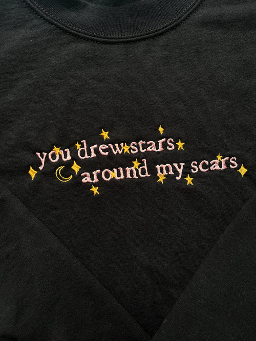 cardigan, you drew stars around my scars, the eras tour, EMBROIDERED Crewneck Sweatshirt